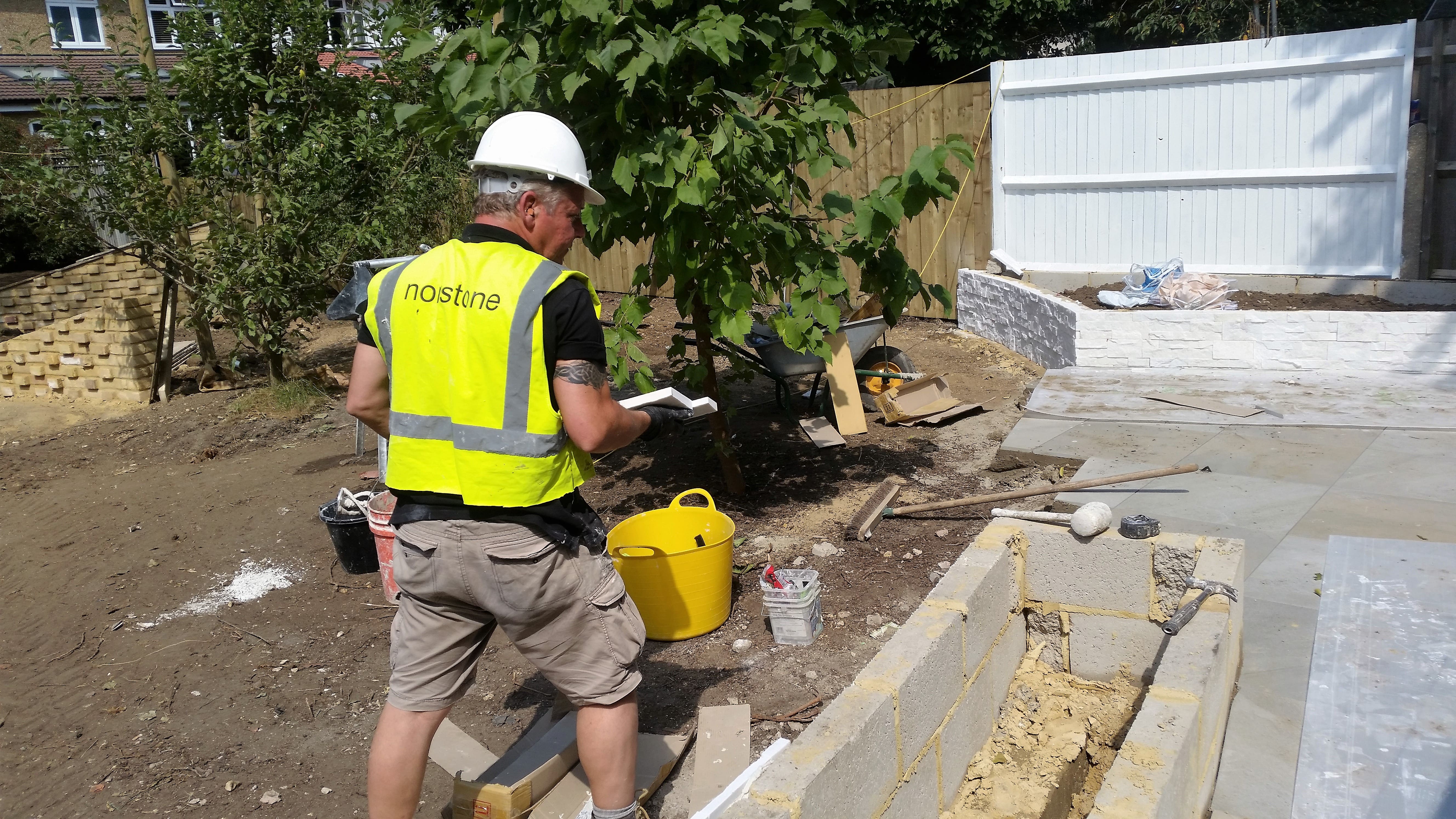 Norstone Stacked Stone Veneer being installed on a LEED Certified Project